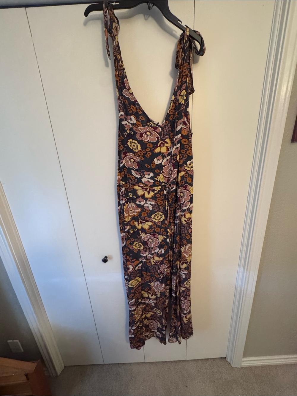 Floral Tie-Shoulder Maxi Dress in Multi-Color